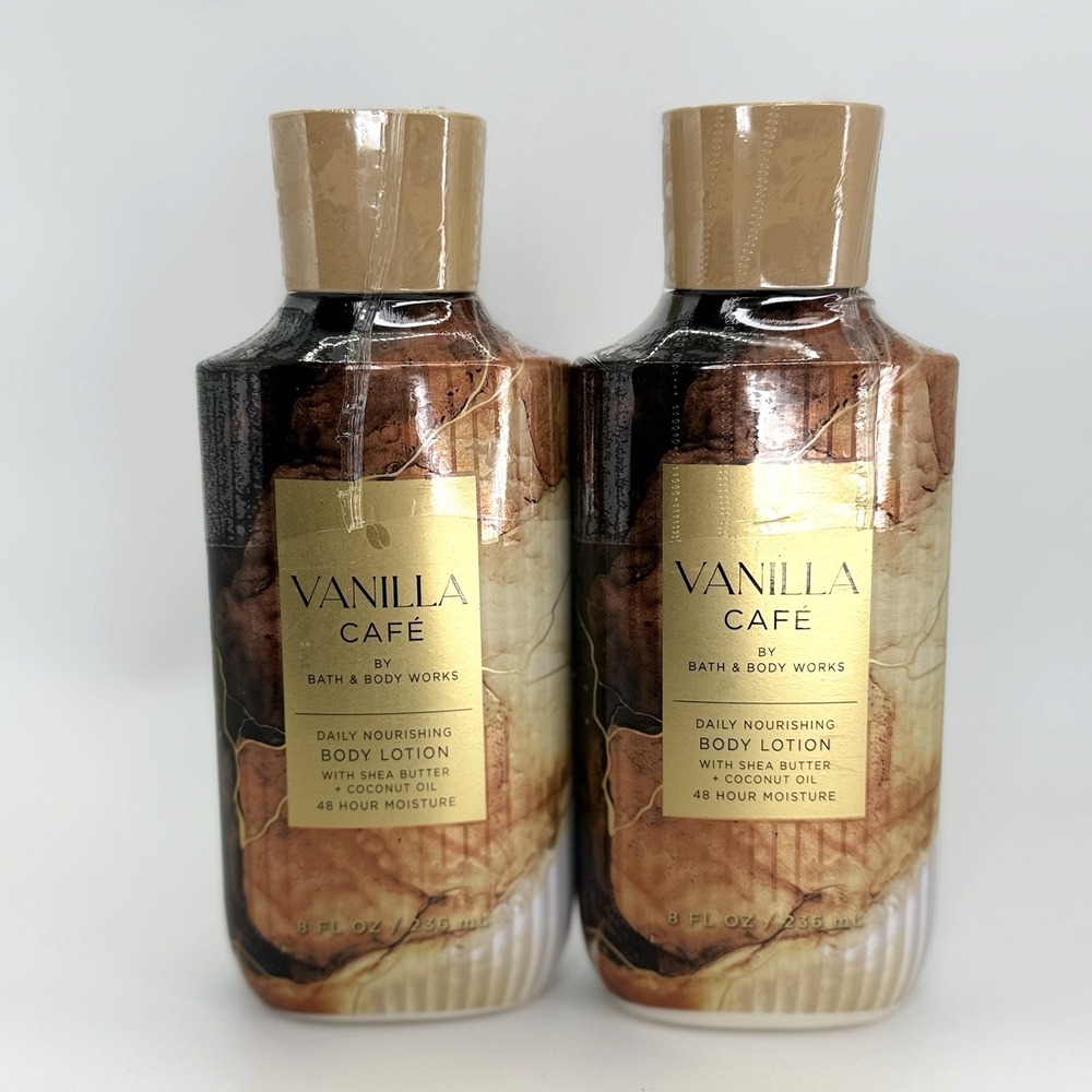 Lot of 2 Bath & Body Works Vanilla Café Body Lotion 8 oz Shea Butter Coconut Oil